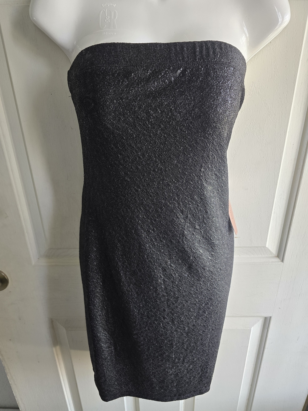Haute Monde Black Strapless Sparkle Sheath Dress